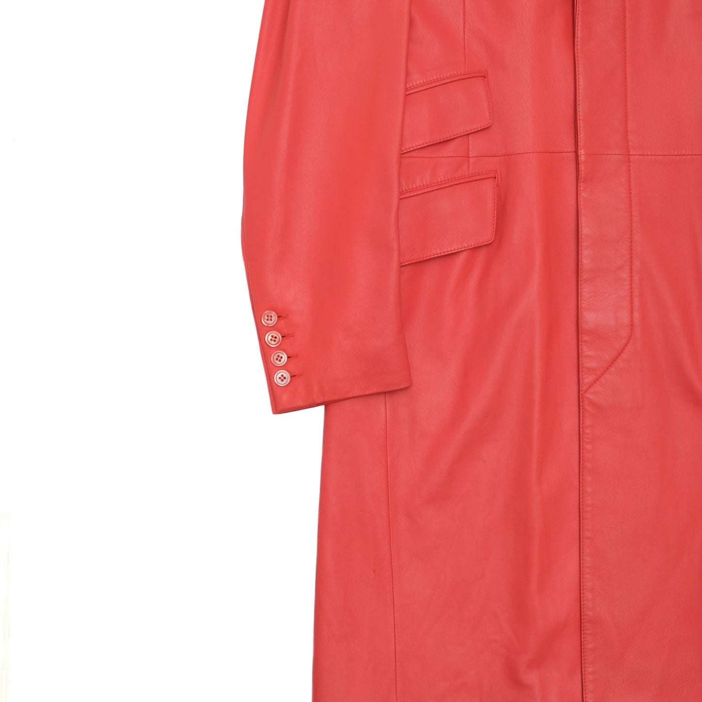 Hedi Slimane for Yves Saint Laurent Rive Gauche 1998/1999 Lambskin Leather Coat in Red