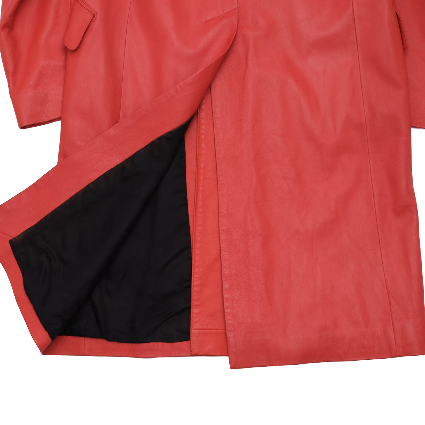 Hedi Slimane for Yves Saint Laurent Rive Gauche 1998/1999 Lambskin Leather Coat in Red