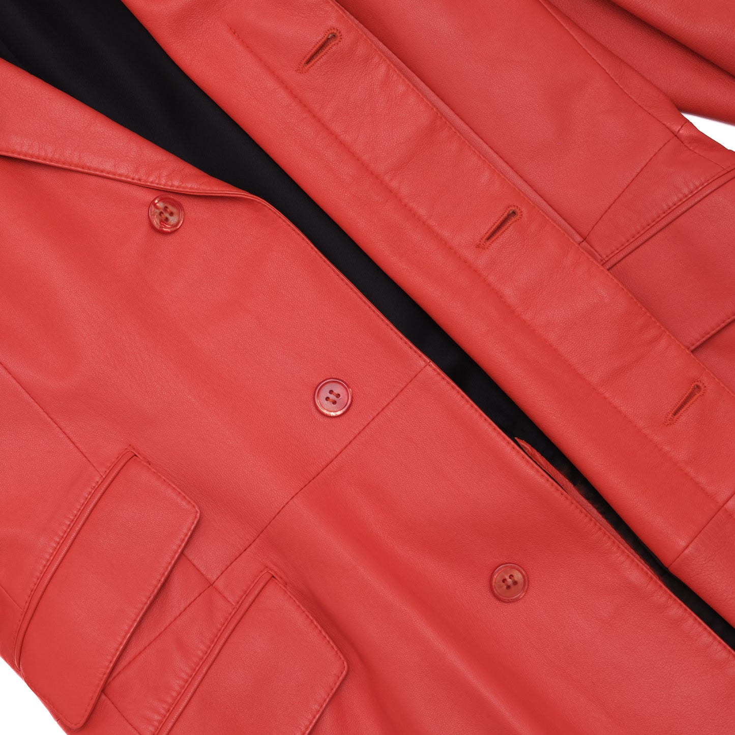 Hedi Slimane for Yves Saint Laurent Rive Gauche 1998/1999 Lambskin Leather Coat in Red