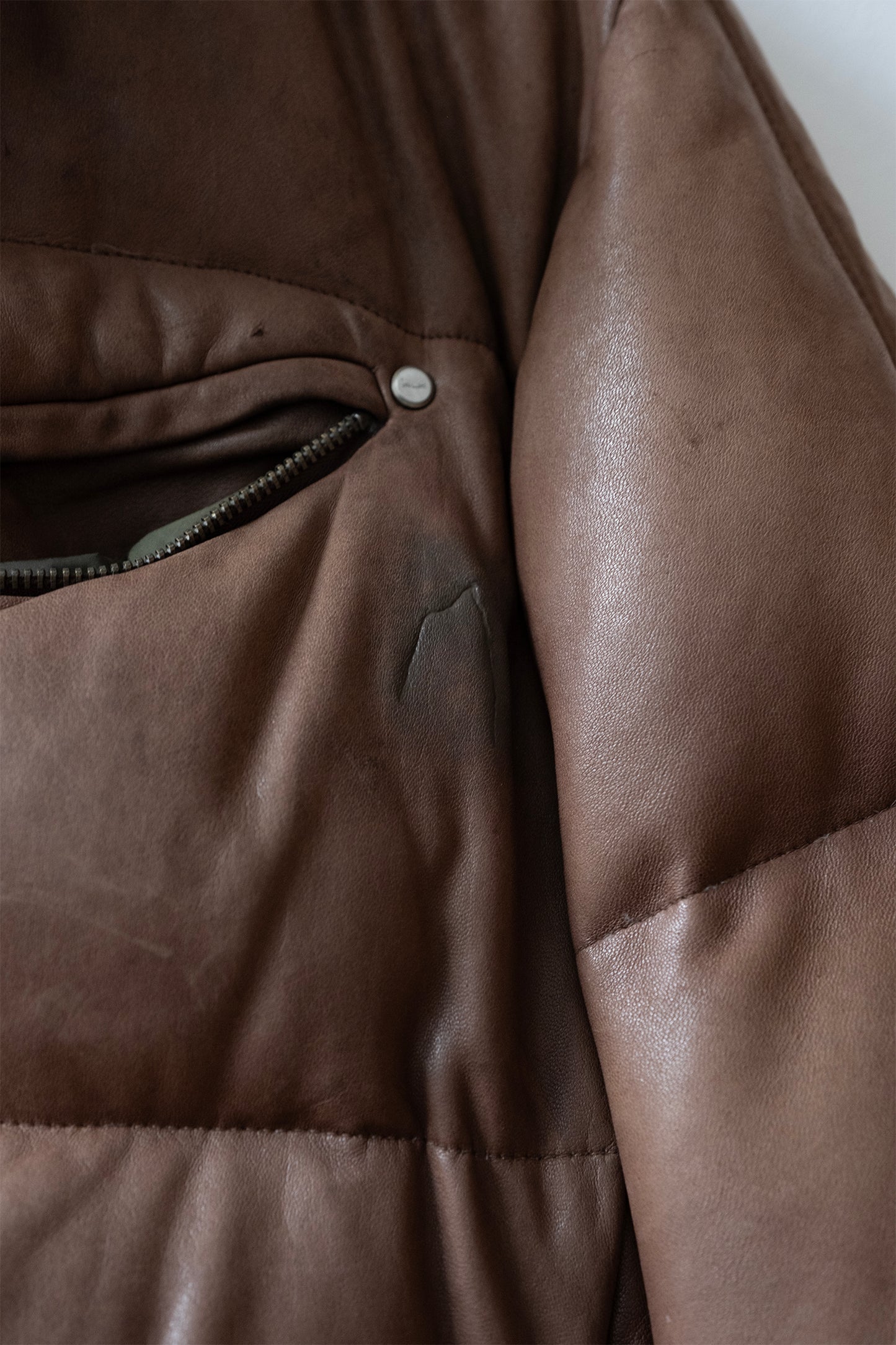 Vintage Ralph Lauren RLX Leather Puffer Jacket in Brown