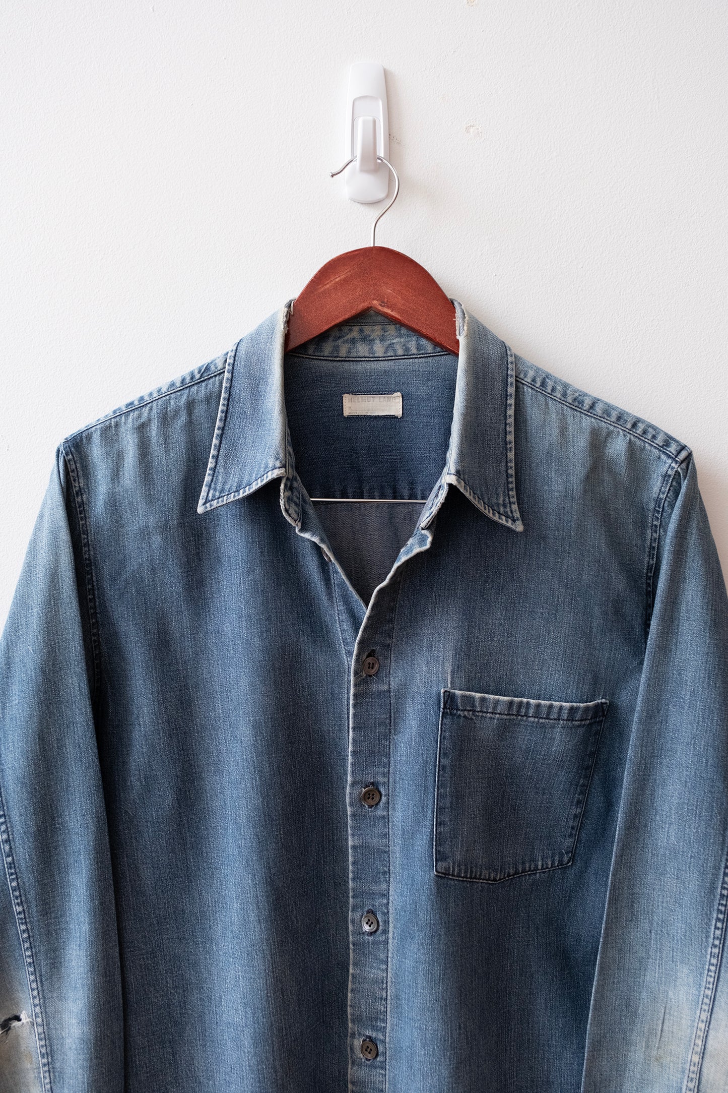Vintage 1998 Helmut Lang Distressed Denim Shirt