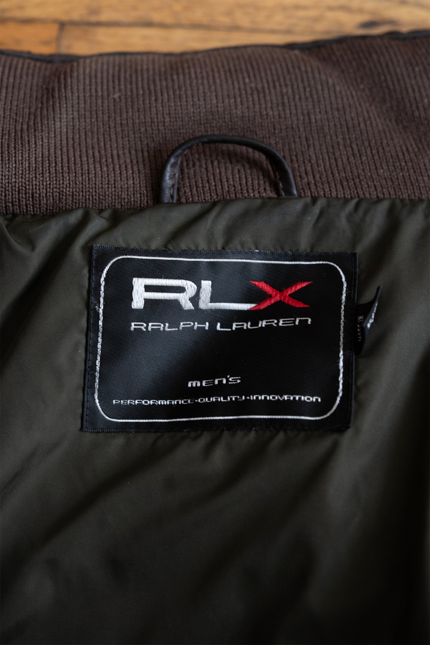 Vintage Ralph Lauren RLX Leather Puffer Jacket in Brown