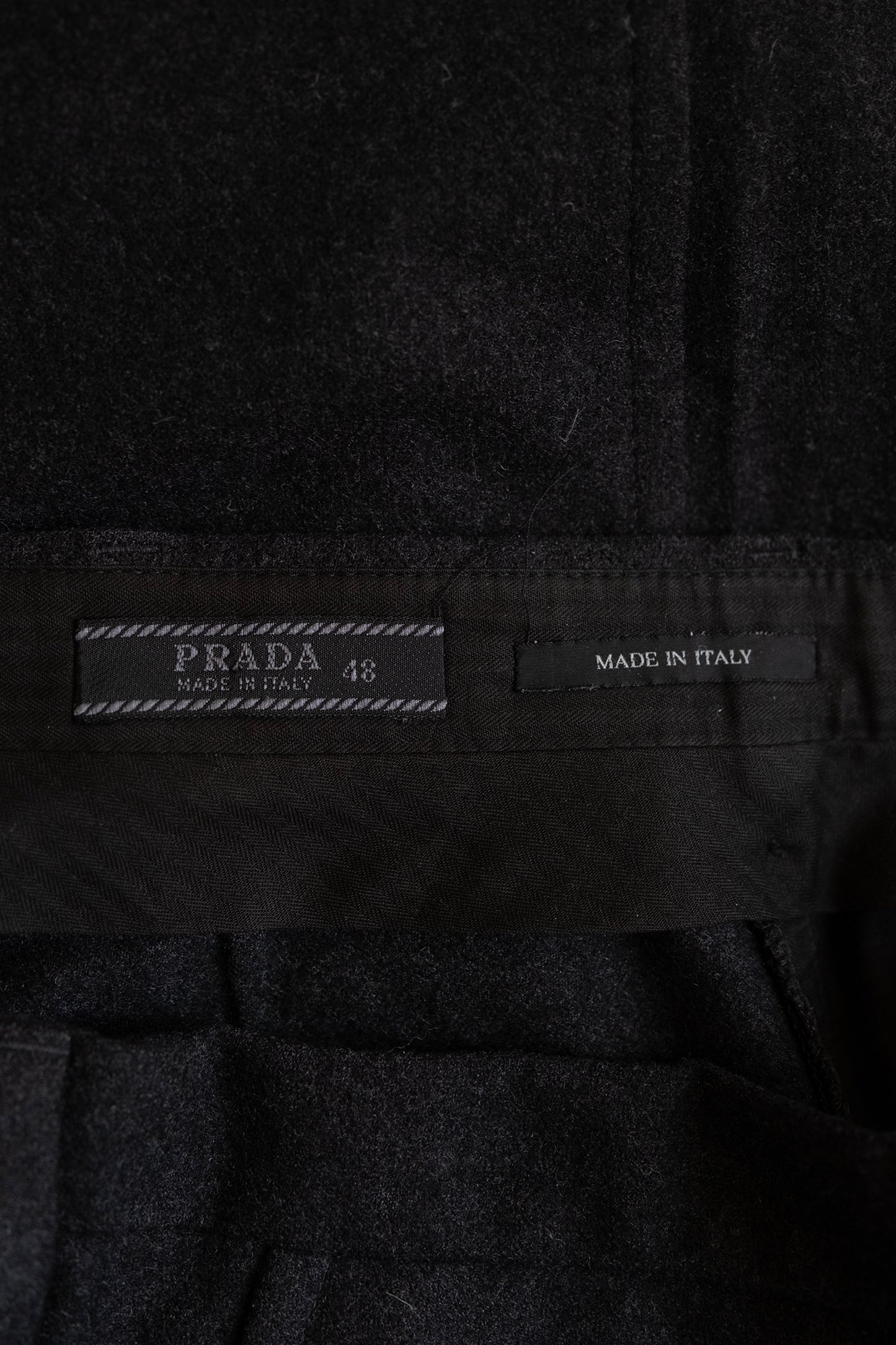 Vintage Prada 2000s Wool Blend Trousers with Velcro Details