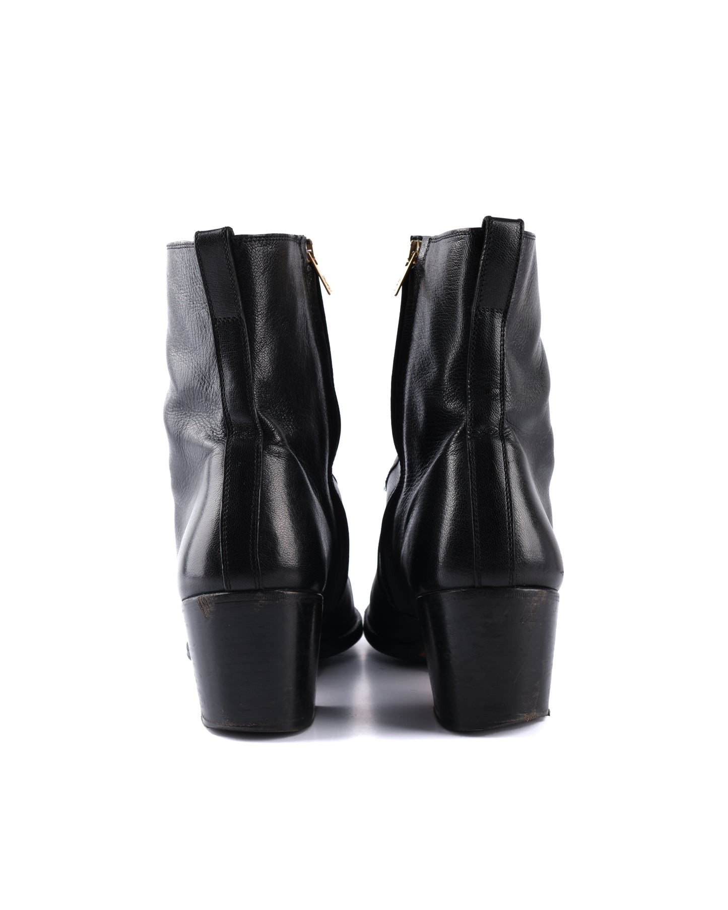 Yves Saint Laurent Rive Gauche 2000s Tom Ford Leather 'Johnny' Boot in Black Pebbled Leather