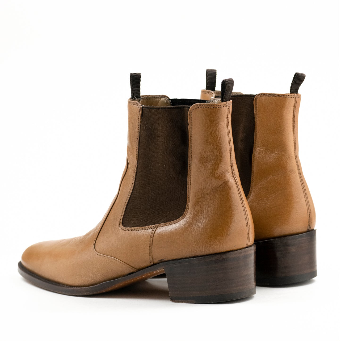 Helmut Lang 2000's Cuban Heel Boot in Saddle Brown Leather
