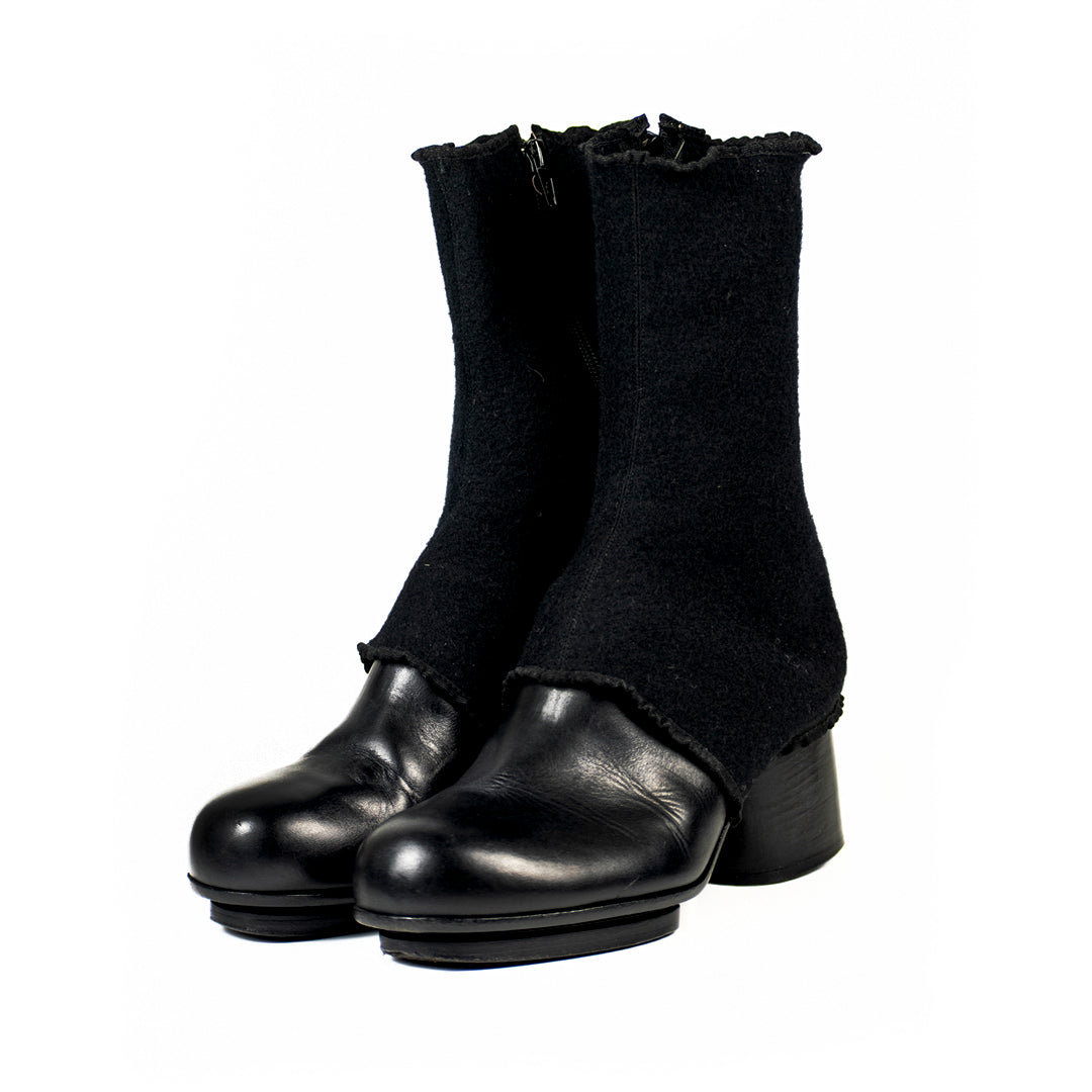 Martin Margiela AW1999 Socked Mule/Boot (Black Leather and Wool)