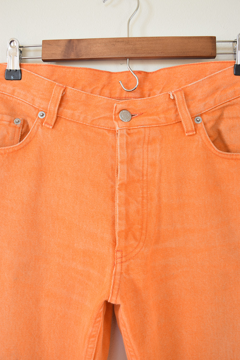 Helmut Lang 2003 Orange Vintage Sanded Denim in Bootcut