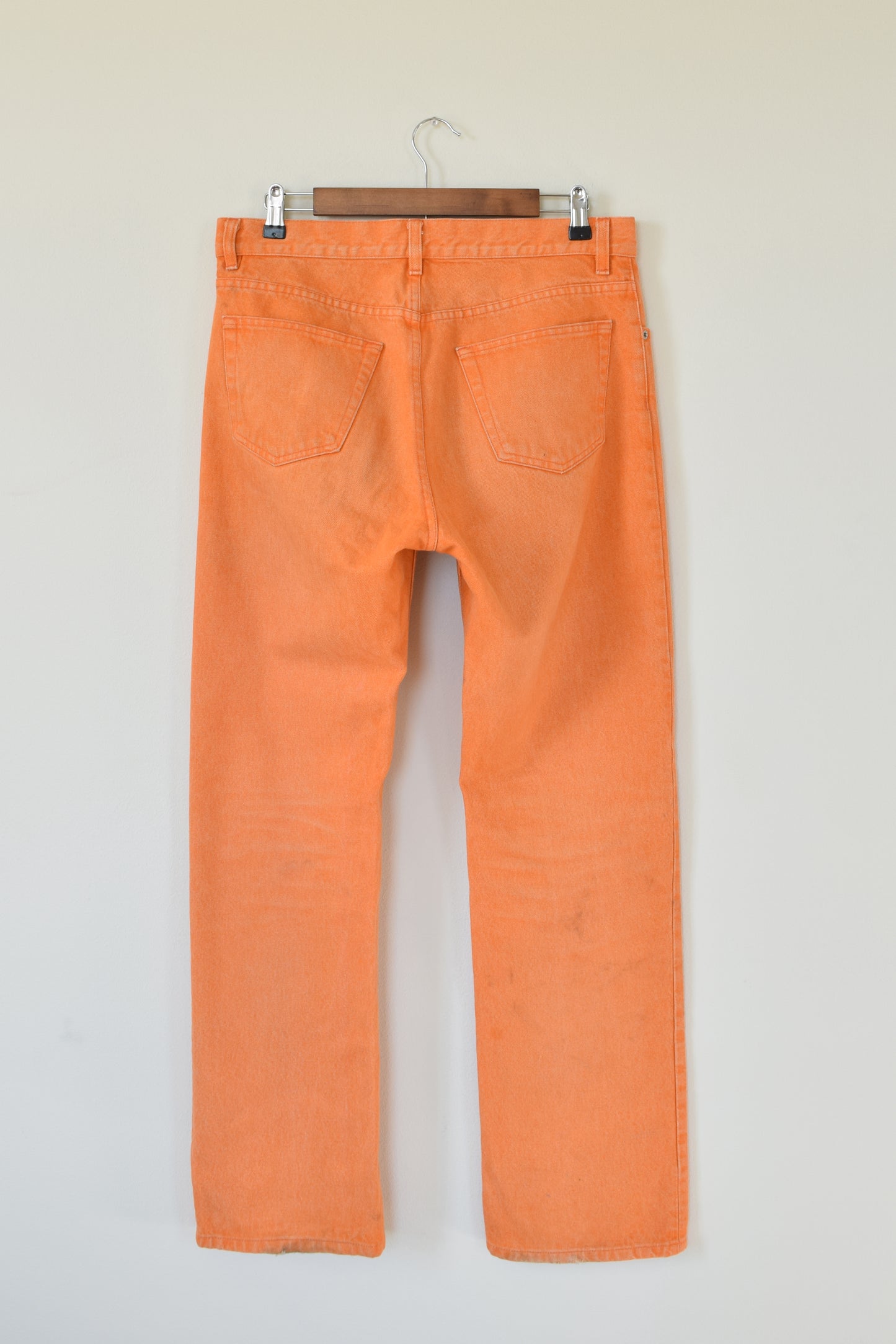 Helmut Lang 2003 Orange Vintage Sanded Denim in Bootcut