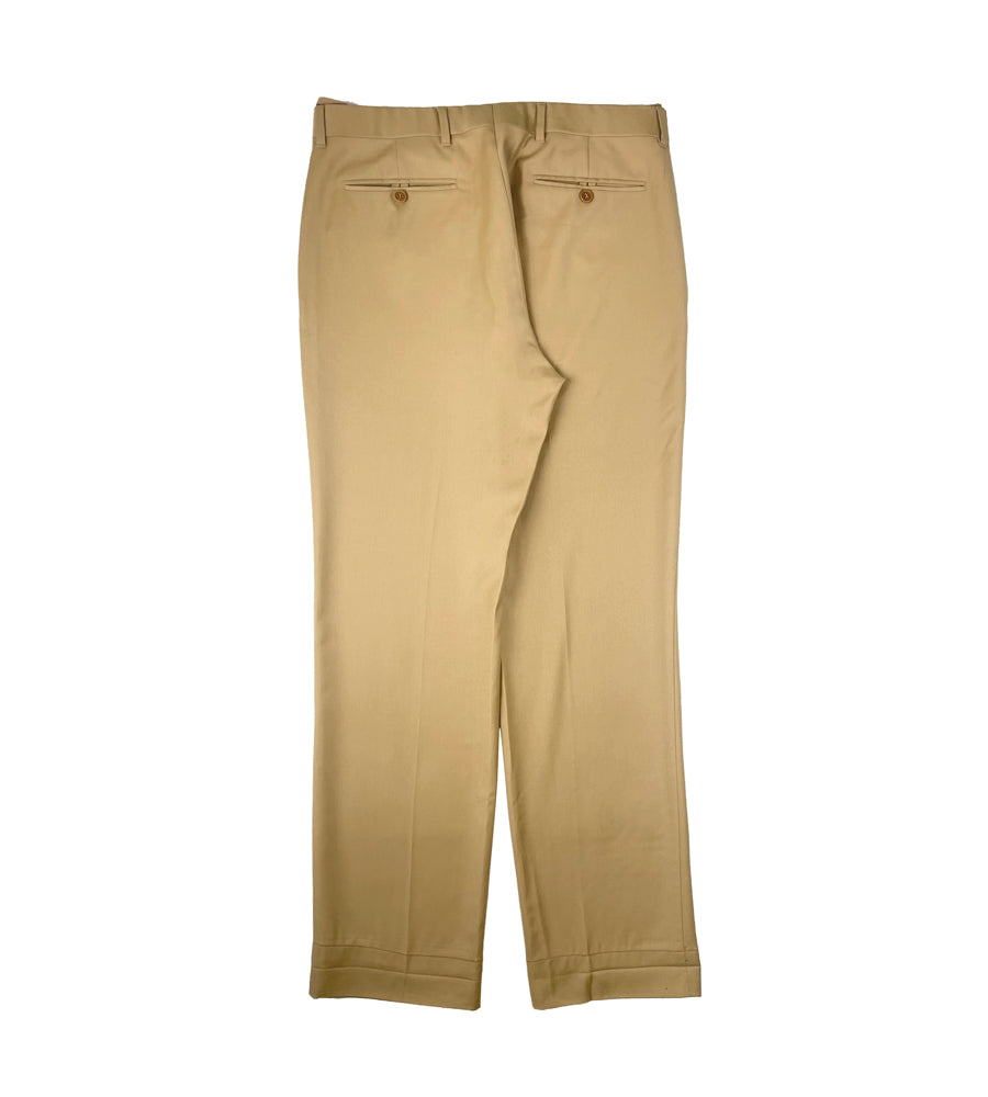 Helmut Lang 2000's Soft Wool Trousers in Tan w/ Military Straps