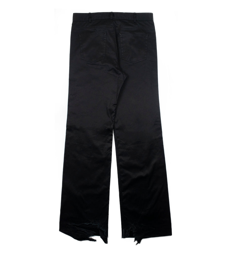 Balenciaga 2018 Flared Cotton Trousers w/ Distressed Hem
