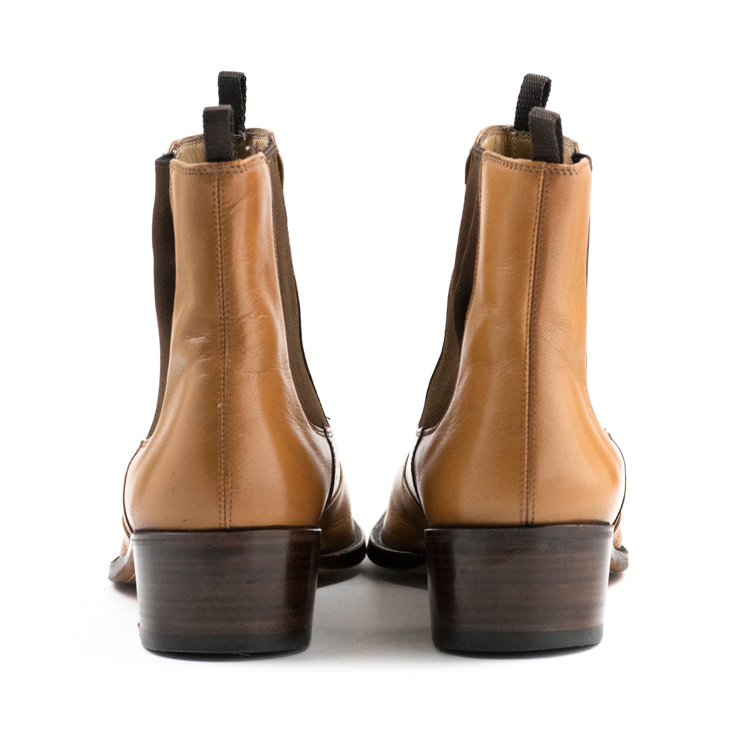 Helmut Lang 2000's Cuban Heel Boot in Saddle Brown Leather