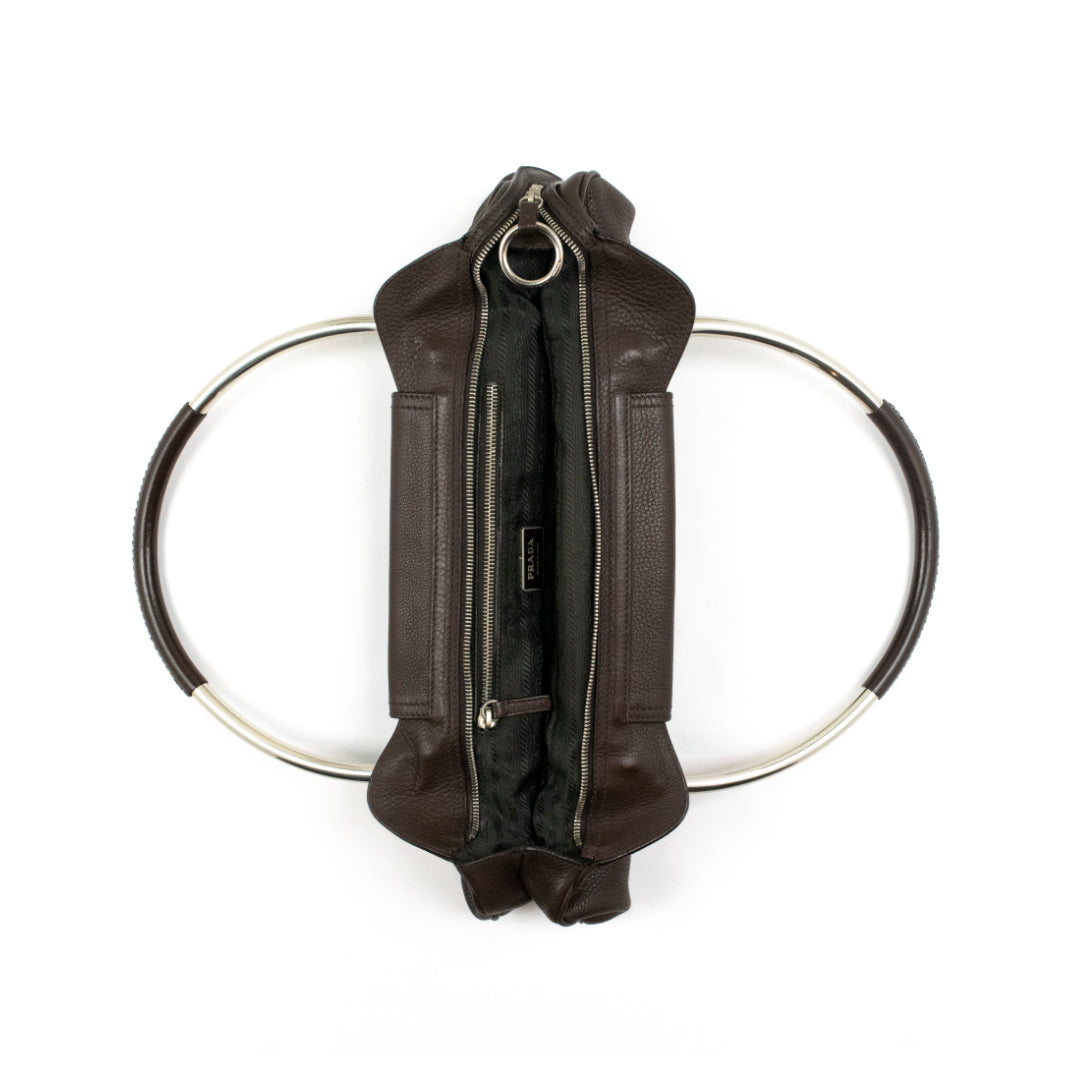 Prada S/S 2003 Leather Ring Bag in Chocolate Brown