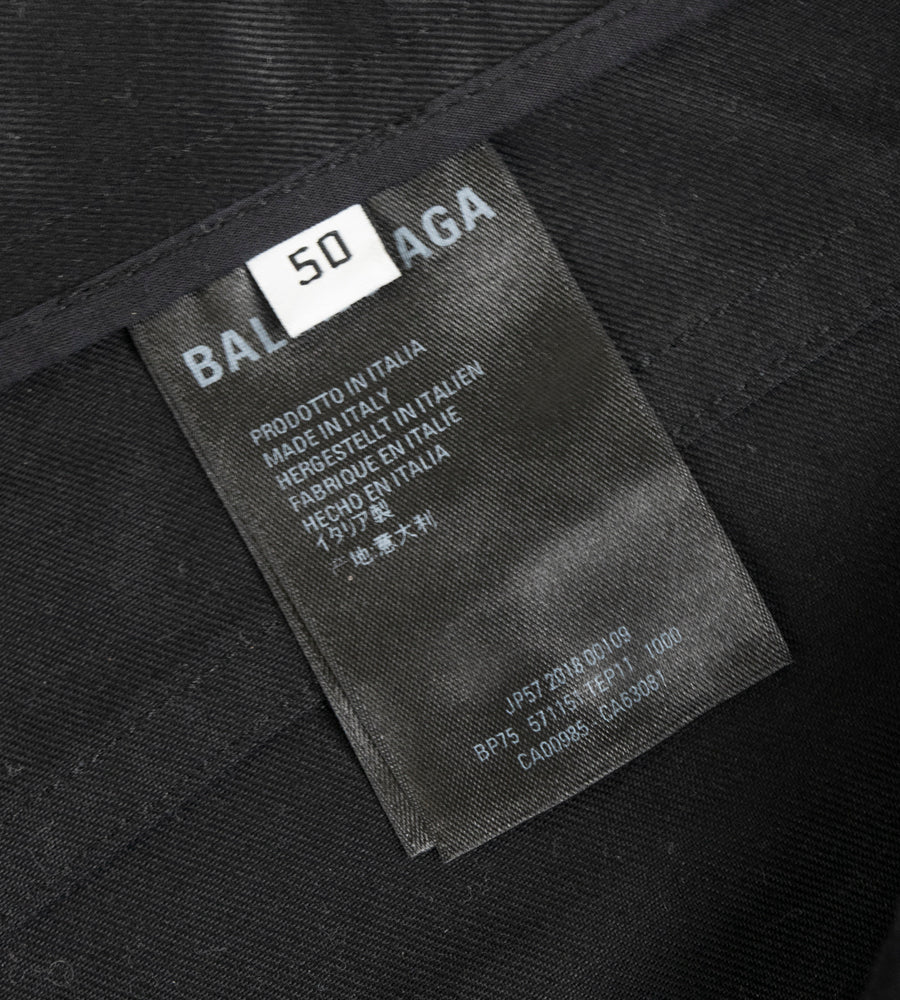Balenciaga 2018 Flared Cotton Trousers w/ Distressed Hem