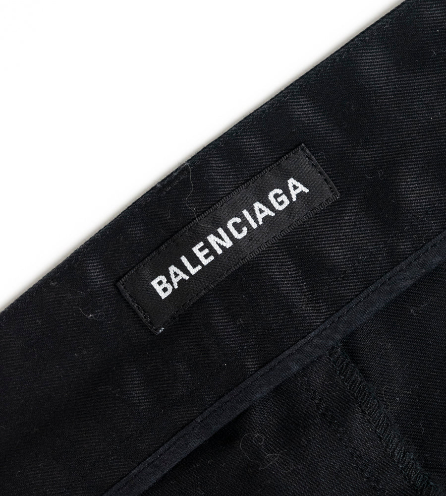 Balenciaga 2018 Flared Cotton Trousers w/ Distressed Hem