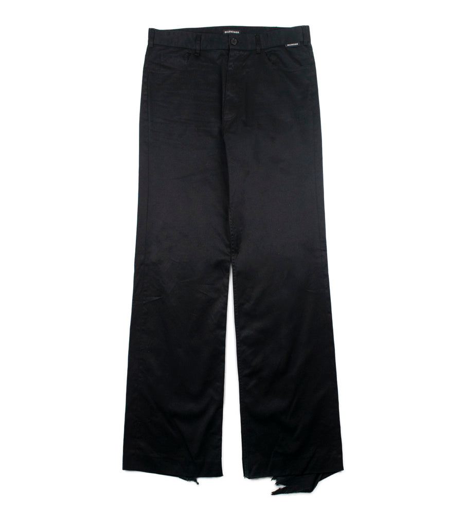 Balenciaga 2018 Flared Cotton Trousers w/ Distressed Hem