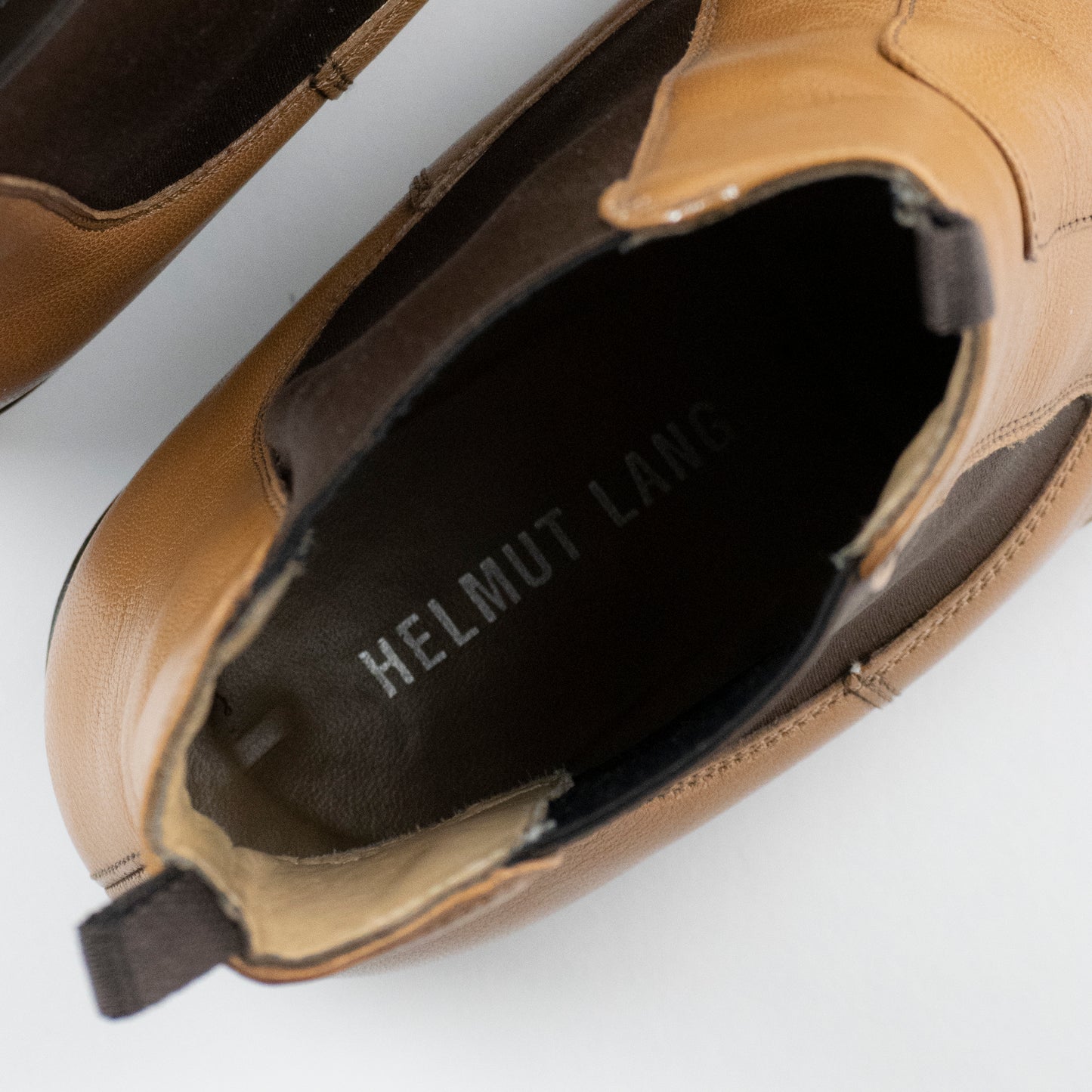 Helmut Lang 2000's Cuban Heel Boot in Saddle Brown Leather