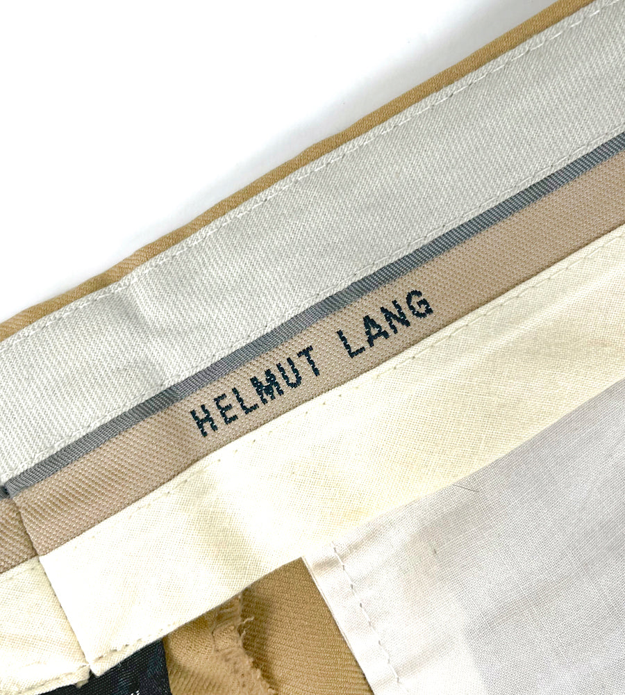 Helmut Lang 2000's Soft Wool Trousers in Tan w/ Military Straps