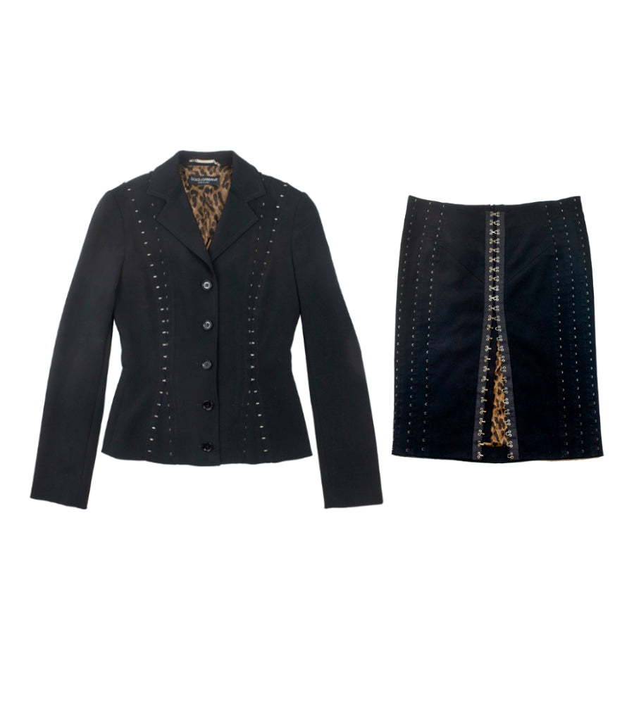 Vintage Dolce & Gabbana Hook & Eye Skirt Suit Set