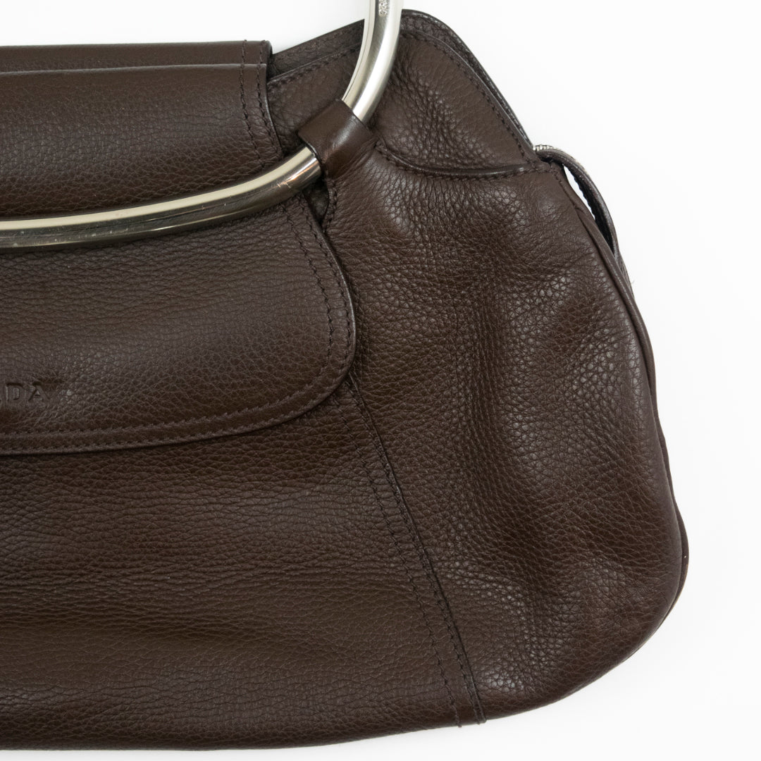 Prada S/S 2003 Leather Ring Bag in Chocolate Brown