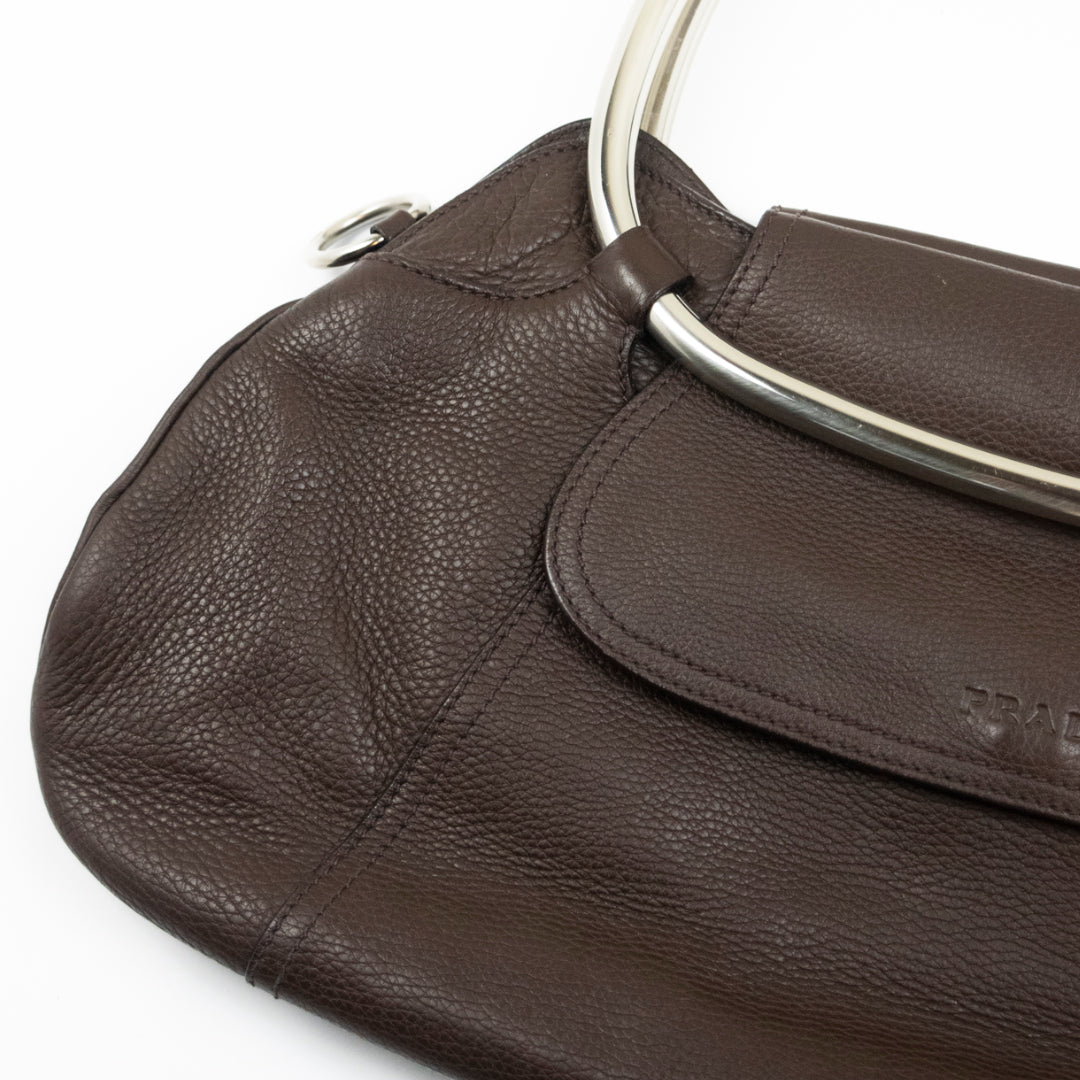 Prada S/S 2003 Leather Ring Bag in Chocolate Brown