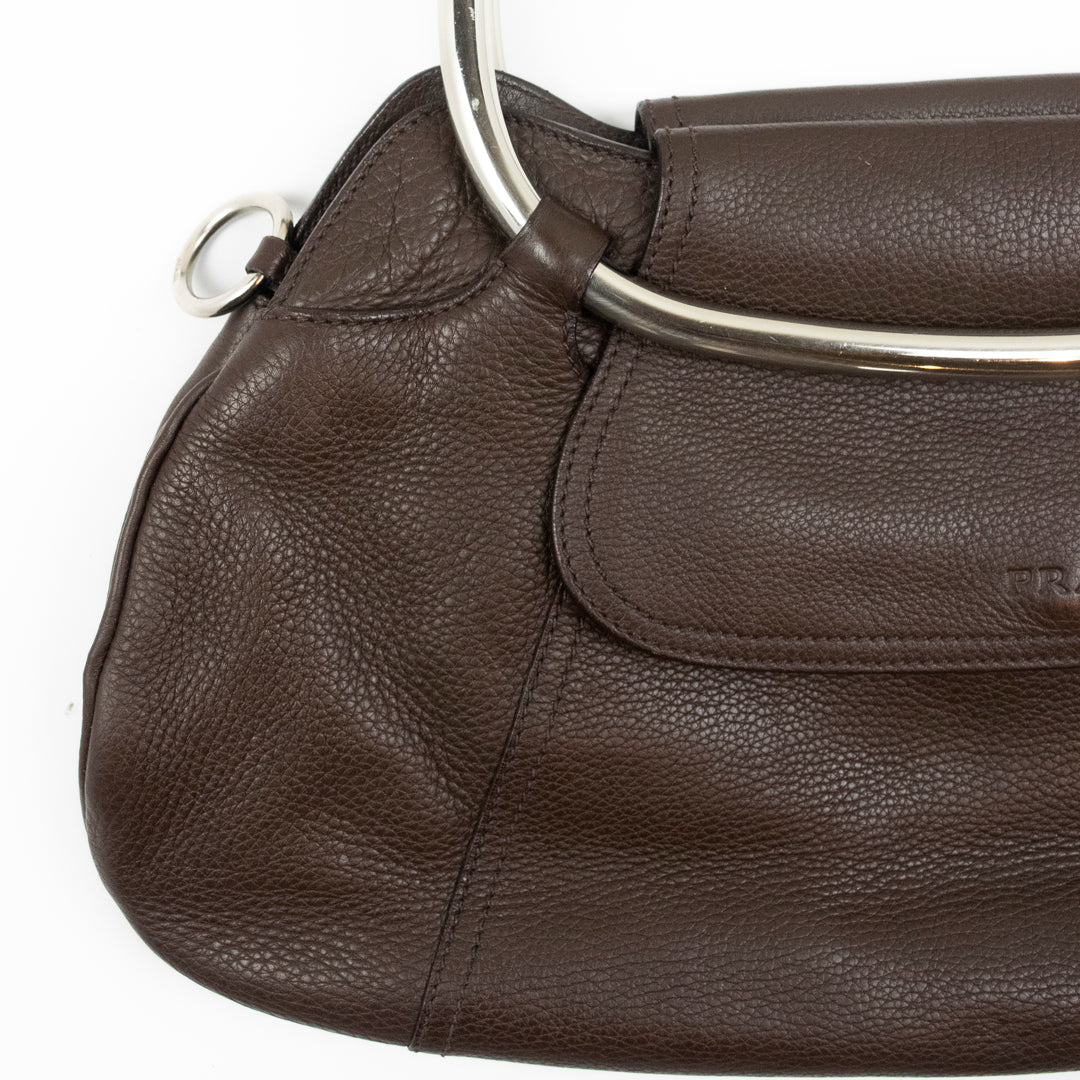 Prada S/S 2003 Leather Ring Bag in Chocolate Brown