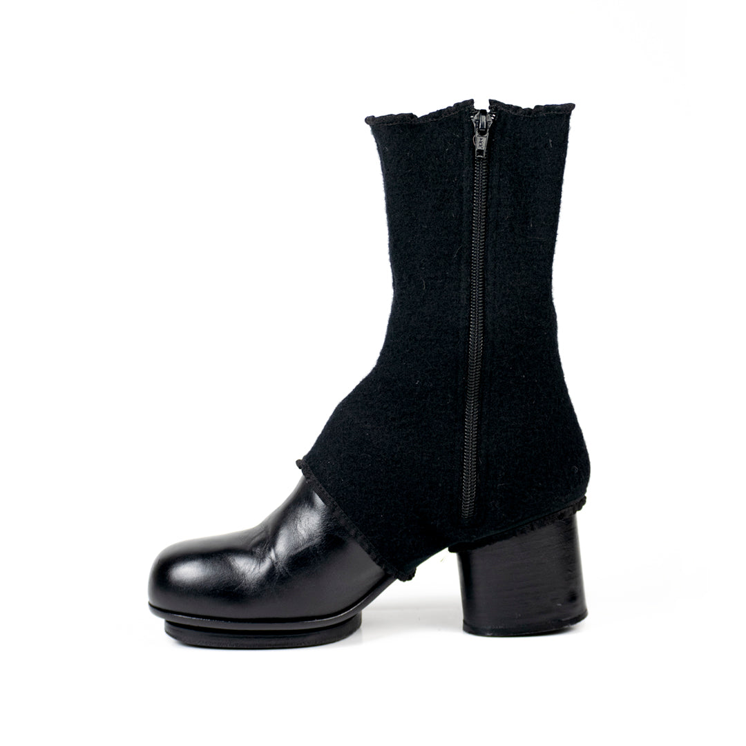 Martin Margiela AW1999 Socked Mule/Boot (Black Leather and Wool)