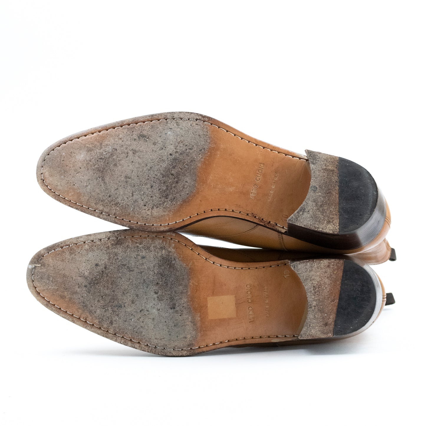 Helmut Lang 2000's Cuban Heel Boot in Saddle Brown Leather