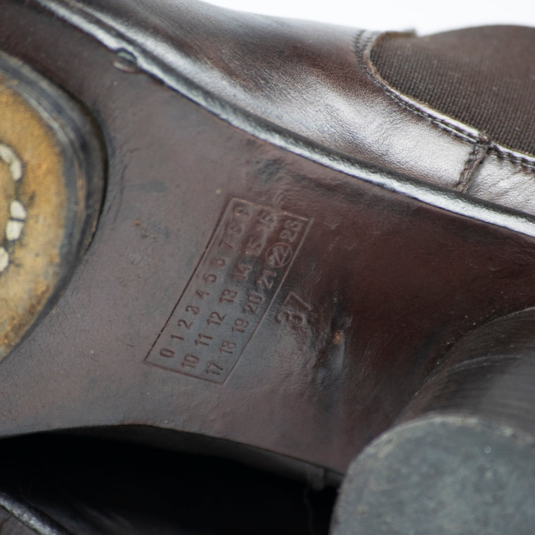 Martin Margiela AW1999 Socked Mule/Boot (Brown Leather w/ Brown Sock)