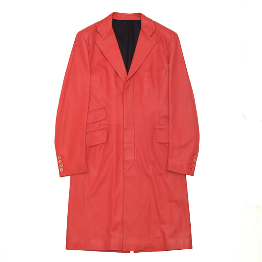 Hedi Slimane for Yves Saint Laurent Rive Gauche 1998/1999 Lambskin Leather Coat in Red