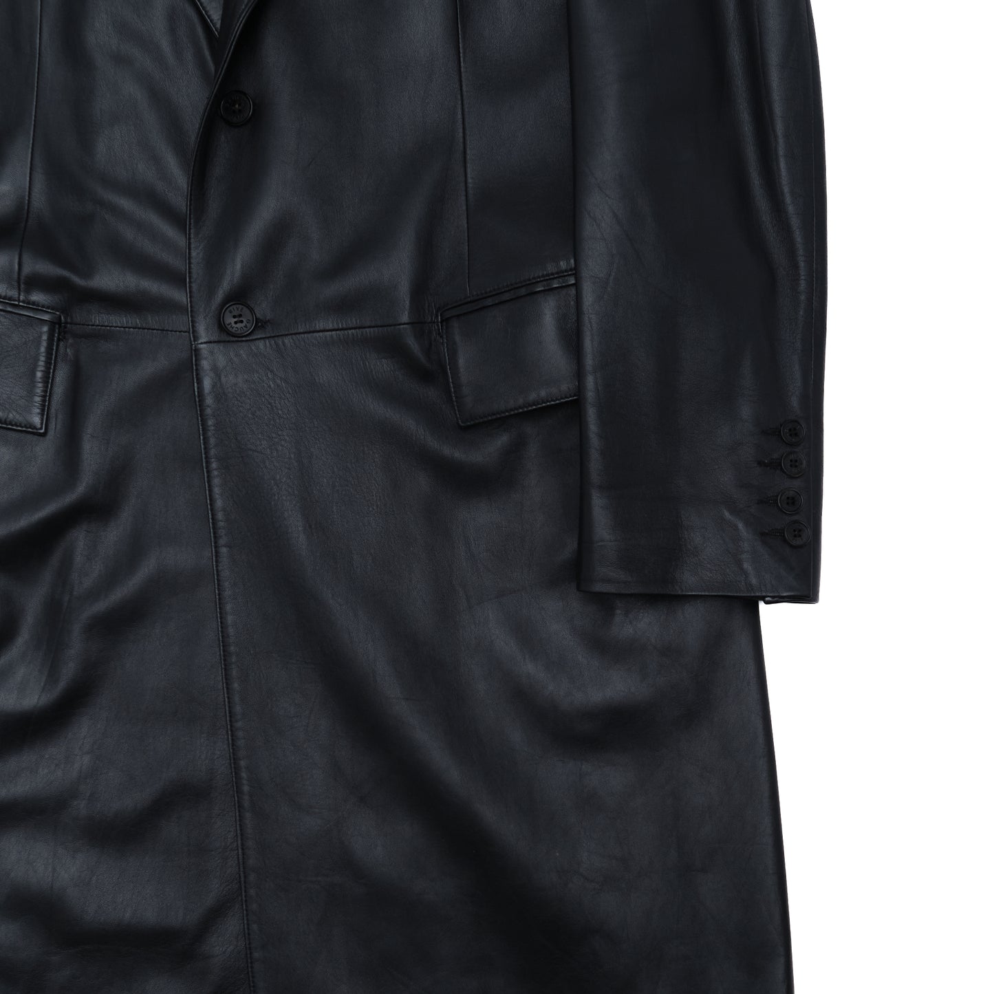 Yves Saint Laurent Rive Gauche Hedi Slimane 1999/2000 'Black Tie' Lambskin Trench Coat