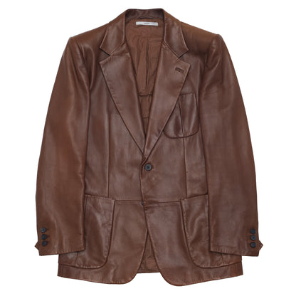 Yves Saint Laurent Rive Gauche Leather Blazer Brown F/W2002