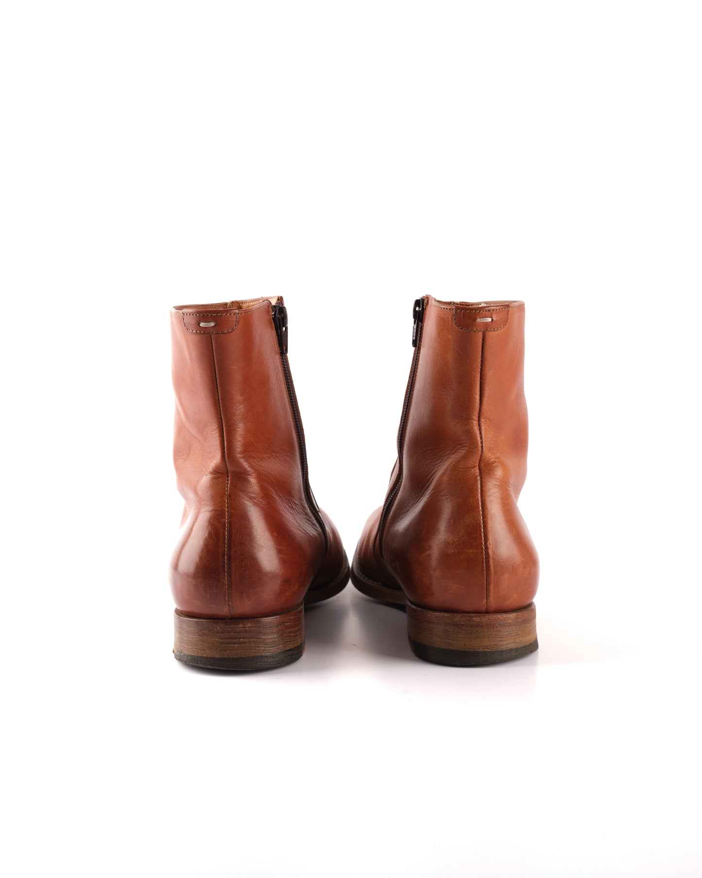 Martin Margiela 2004/05 (10) Leather Zip Boots in Brown