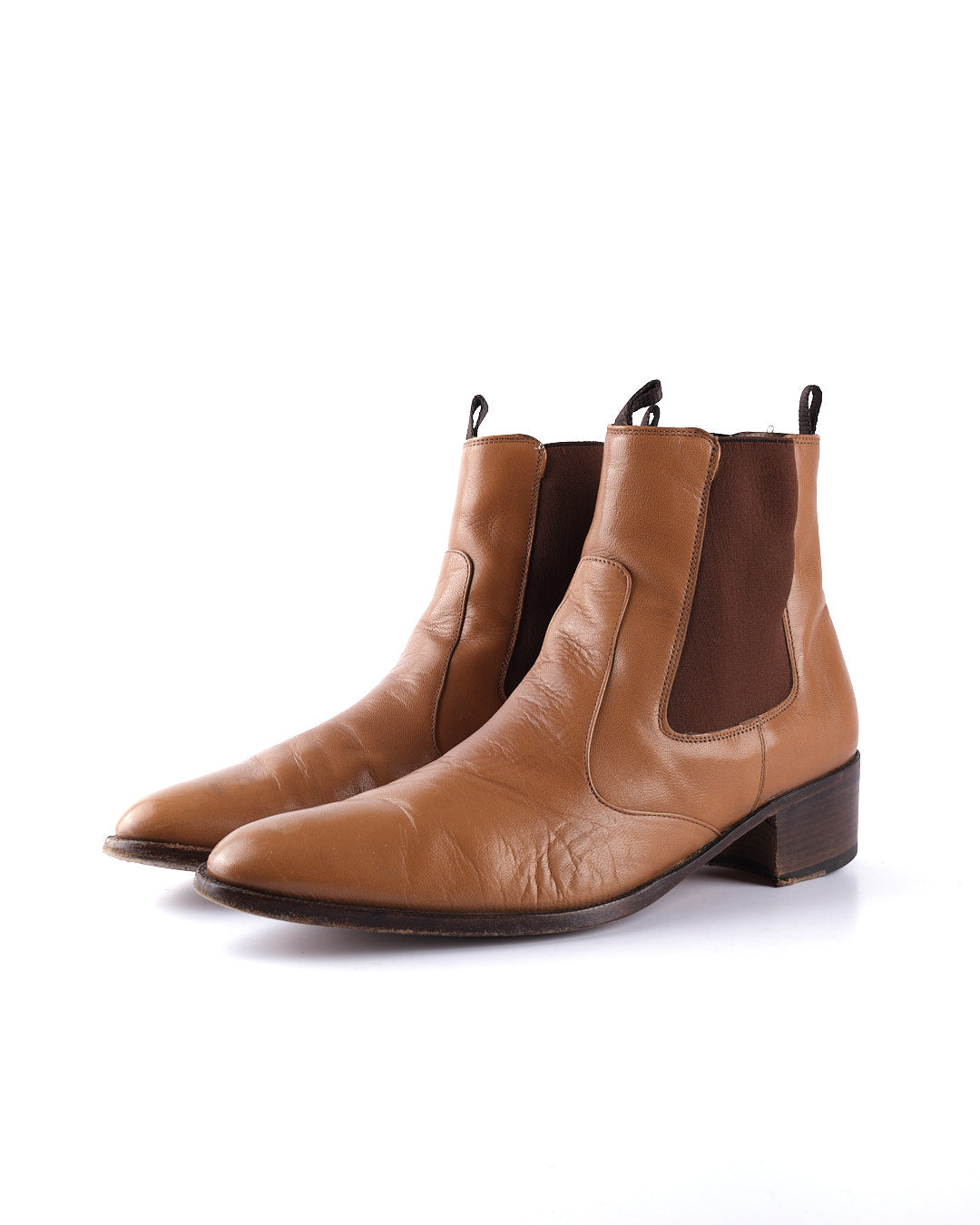 Helmut Lang 2000's Cuban Heel Boot in Saddle Brown Leather