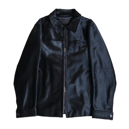 Vintage Prada 2000s Dyed Calf Hair Jacket in Black