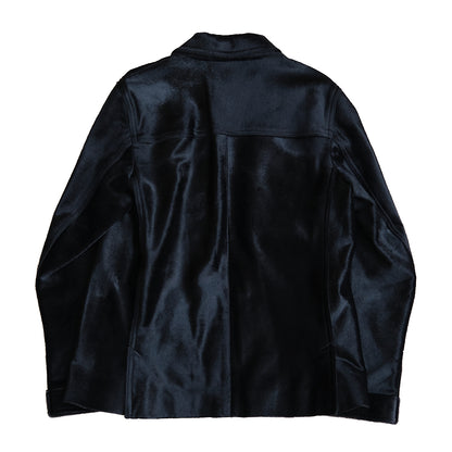 Vintage Prada 2000s Dyed Calf Hair Jacket in Black