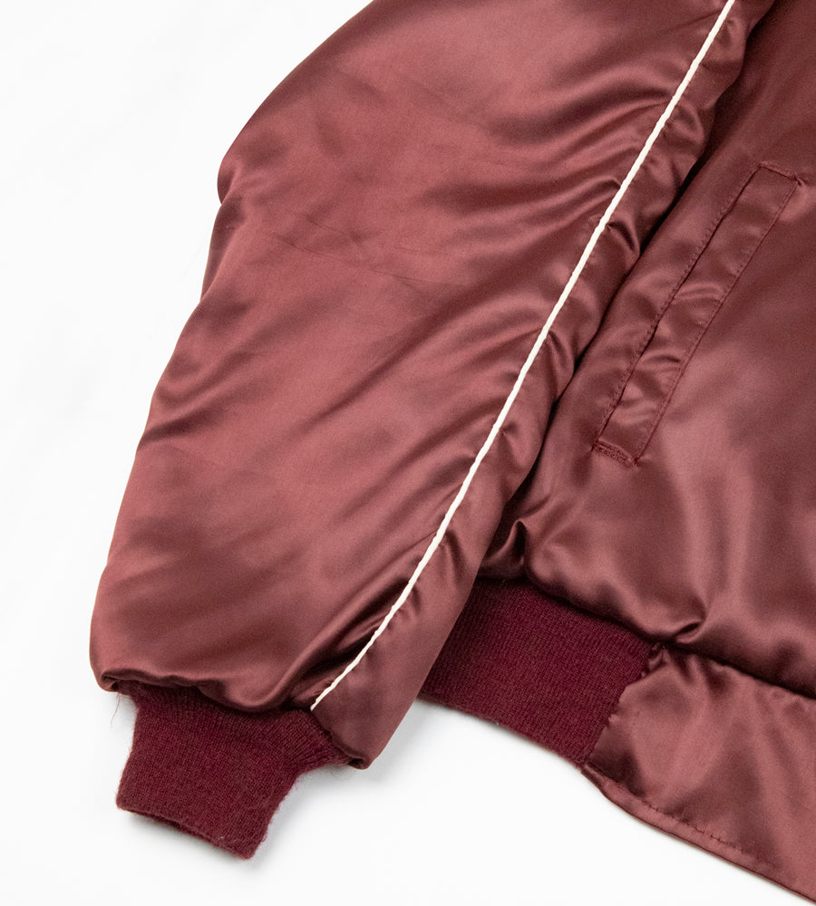 Vintage Horizon Quilted Satin Bomber Jacket