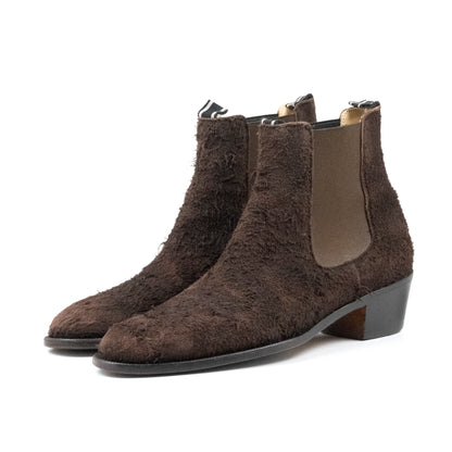 Helmut Lang 2000's Cuban Heel Boot in Roughed Out Suede