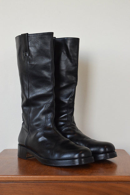 Martin Margiela F/W 2008 Square Toe Black Leather Rider Boots