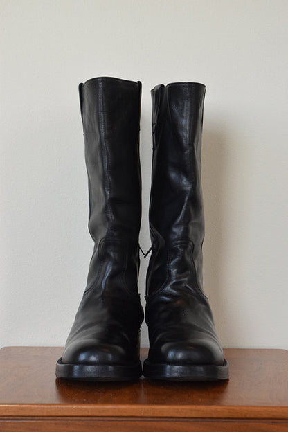 Martin Margiela F/W 2008 Square Toe Black Leather Rider Boots