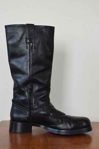 Martin Margiela F/W 2008 Square Toe Black Leather Rider Boots