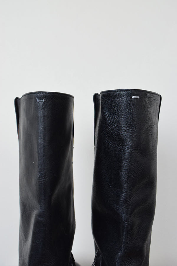 Martin Margiela F/W 2008 Square Toe Black Leather Rider Boots