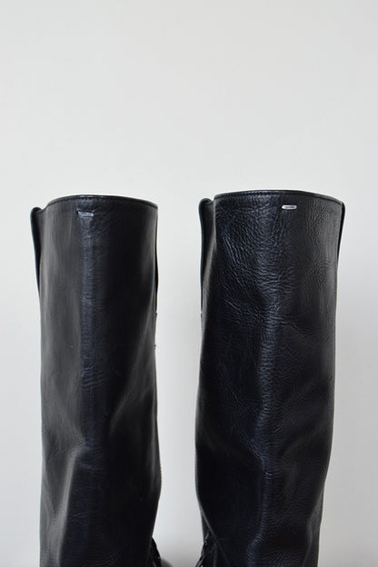 Martin Margiela F/W 2008 Square Toe Black Leather Rider Boots