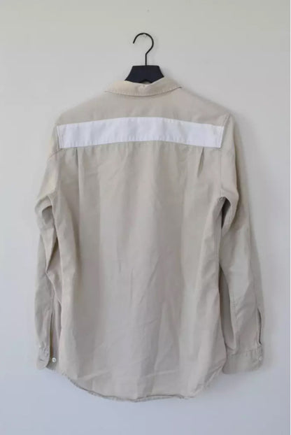 Helmut Lang 1998 Tan Military Shirt w White Back Stripe