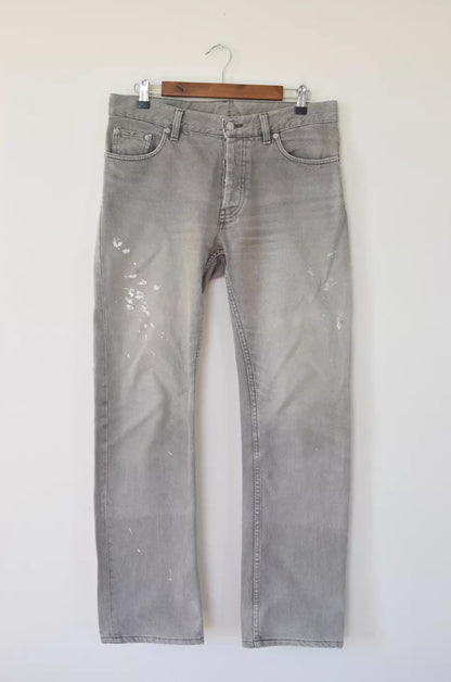 Helmut Lang 1999 Grey Painter Denim In Boot Cut