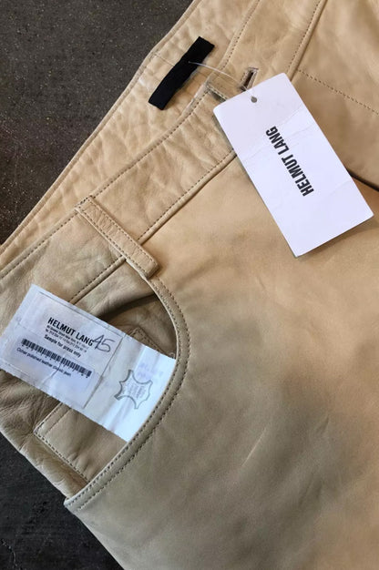 Helmut Lang Early 2000's Vintage Archive Press Sample Ocher Leather Pants