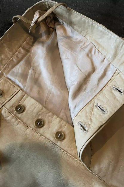 Helmut Lang Early 2000's Vintage Archive Press Sample Ocher Leather Pants