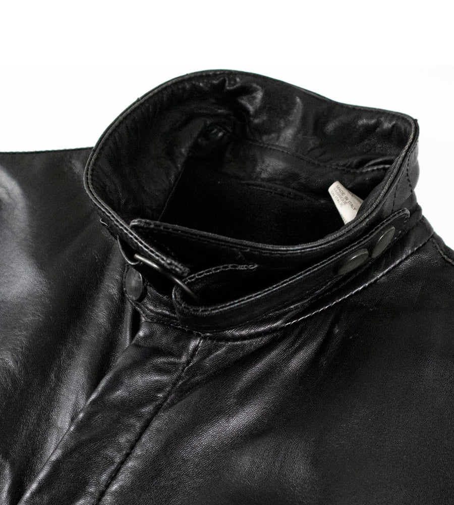 Calvin Klein Collection 2000s Lambskin Leather Jacket w/ Extended Collar