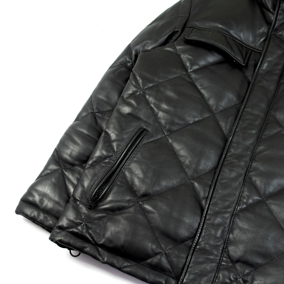 Yohji Yamamoto x D'Urban A.A.R. Quilted Sheepskin Down Jacket in Black Leather