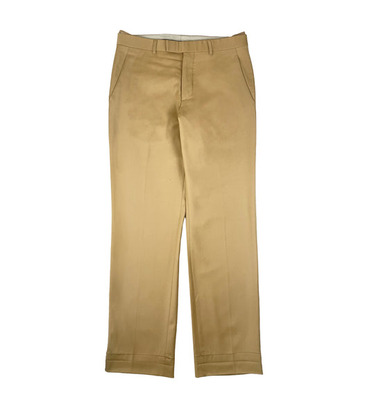 Helmut Lang 2000's Soft Wool Trousers in Tan w/ Military Straps