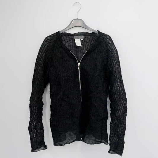 Yohji Yamamoto Stainless Steel & Wool Knit Zip Sweater